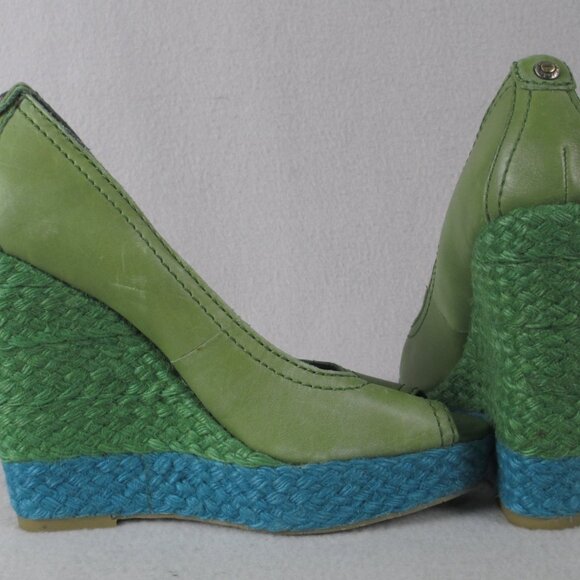 Calvin Klein Jeans “Hallen” Espadrille Wedge Heels – Green/Blue – Women’s Size 8 - Picture 2 of 15